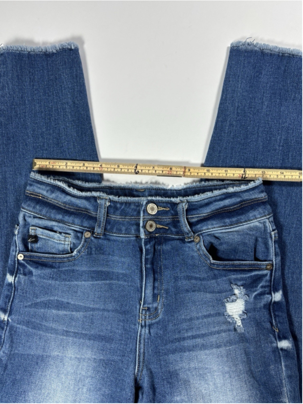 Sz 7/27 KanCan High Rise Double Button Skinny Jeans Distressed Raw Hem KC7317M - Picture 8 of 8
